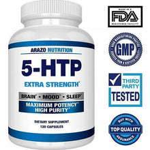 Cargar imagen en el visor de la galería, Arazo Nutrition 5-HTP Healthy Sleep Reduce Stress for Men &amp; Women 200 mg 120 Cap
