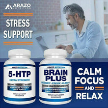 Load image into Gallery viewer, Arazo Nutrition 5-HTP Healthy Sleep Reduce Stress for Men &amp; Women 200 mg 120 Cap
