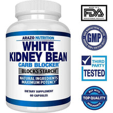 Carica l&#39;immagine nel visualizzatore di Gallery, Arazo Nutrition White Kidney Bean Extract 100% Pure Carb Blocker 60 Cap

