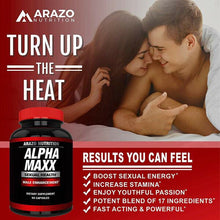 Load image into Gallery viewer, Arazo Nutrition AlphaMAXX Male Enhancement Supp. Ginseng Muira Tribulus 60 Caps
