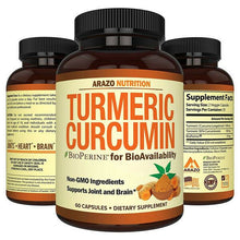Load image into Gallery viewer, Arazo Nutrition Turmeric Curcumin with BioPerine 1300MG with Black Pepper 60 Cap
