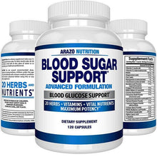 Load image into Gallery viewer, Arazo Nutrition Blood Sugar Support 20 Herbs &amp; Multivitamin 120 Caps
