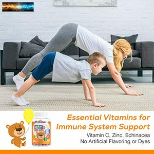 Kids Immune Support Gummies with Vitamin C, Echinacea and Zinc - Children's Supp