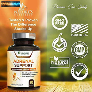 Adrenal Support and Stress Support 1300mg - Extra Strength Stress Support and Ad