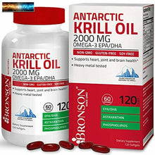 Load image into Gallery viewer, Bronson Antarctic Krill Oil 2000 mg with Omega-3s EPA, DHA, Astaxanthin and Phos
