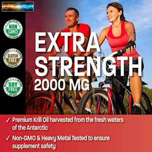 Bronson Antarctic Krill Oil 2000 mg with Omega-3s EPA, DHA, Astaxanthin and Phos