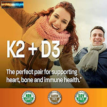 Load image into Gallery viewer, Vitamin K2 (MK7) with D3 Supplement Bone and Heart Health Non-GMO Formula 5000 I
