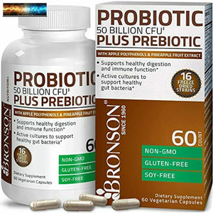 Bronson Probiotic 50 Billion CFU + Prebiotic with Apple Polyphenols & Pineapple