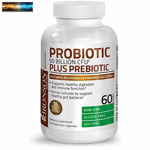 Bronson Probiotic 50 Billion CFU + Prebiotic with Apple Polyphenols & Pineapple