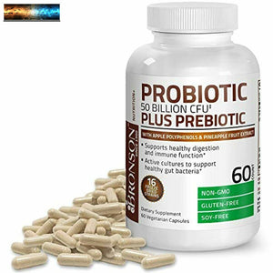 Bronson Probiotic 50 Billion CFU + Prebiotic with Apple Polyphenols & Pineapple