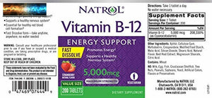Natrol Vitamin B12 Fast Dissolve Tablets, Promotes Energy, Supports a Healthy Ne