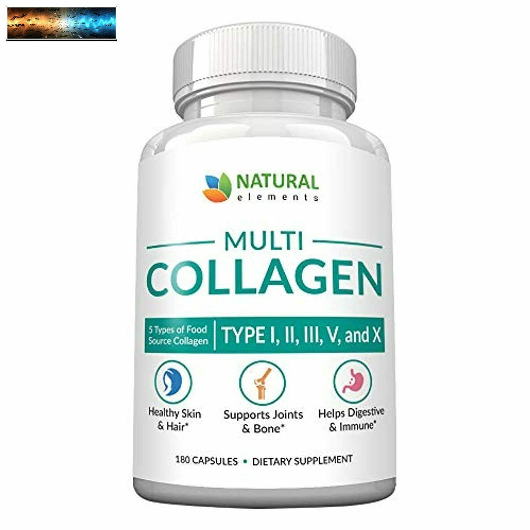 Multi Collagen Protein Capsules - 180 Collagen Capsules - Type I, II, III, V, X