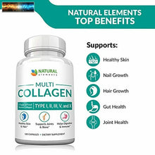 Load image into Gallery viewer, Multi Collagen Protein Capsules - 180 Collagen Capsules - Type I, II, III, V, X

