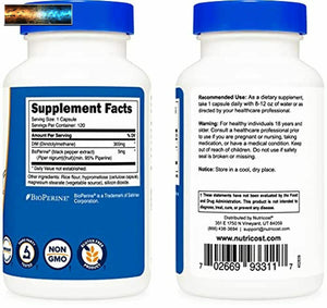 Nutricost DIM (Diindolylmethane) Plus BioPerine 300mg, 120 Vegetarian Capsules -