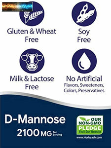D Mannose Capsules | 2100 mg | Highest Potency | 120 Count | Non-GMO & Gluten Fr