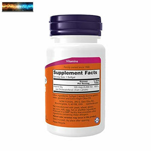 Now Foods Supplements Vitamin D3 5000 IU High Potency Structural Support Softgel