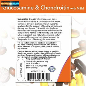 NOW Supplements, Glucosamine & Chondroitin with MSM, Joint Health, Mobility and