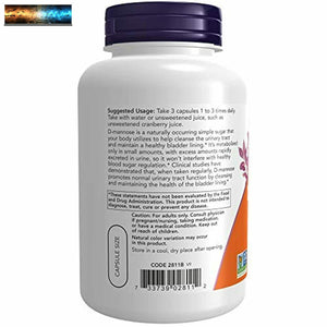 NOW Foods Supplements, D-Mannose 500 mg, Non-GMO Project Verified, Healthy Urina