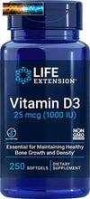Load image into Gallery viewer, Life Extension Vitamin D3 25 mcg (1000 IU) – Supports Bone &amp; Immune Health –
