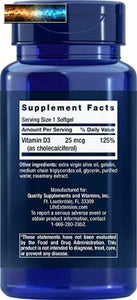 Life Extension Vitamin D3 25 mcg (1000 IU) – Supports Bone & Immune Health –