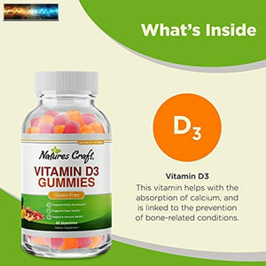 Vitamin D3 Immune Support Gummies - Vitamin D 2000 IU Adult Gummy Vitamins for B