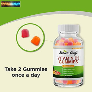 Vitamin D3 Immune Support Gummies - Vitamin D 2000 IU Adult Gummy Vitamins for B