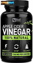 Load image into Gallery viewer, Zeal Naturals Natural Raw Apple Cider Vinegar Capsules (1560mg|120 Capsules) App
