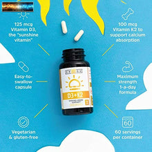 Load image into Gallery viewer, Zhou Nutrition Vitamin D3 K2, Bone and Heart Health Formula Immune Support Veget
