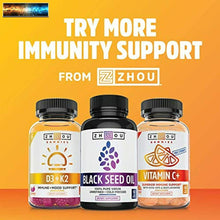 Load image into Gallery viewer, Zhou Nutrition Vitamin D3 K2, Bone and Heart Health Formula Immune Support Veget
