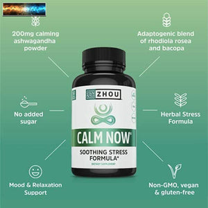 Zhou CALM NOW Soothing Stress Support | Keep Busy Minds Relaxed, Focused & Posit