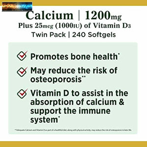 Calcium & Vitamin D by Nature's Bounty, Immune Support & Bone Health, 1200mg Cal