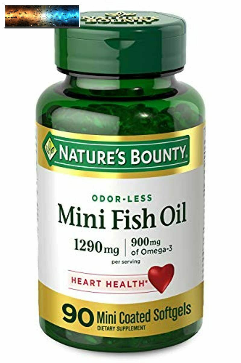 Nature’s Bounty Mini Fish Oil, 1290 mg, 900 mg of Omega-3, 90 Mini Coated Soft