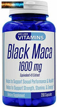 Load image into Gallery viewer, Black Maca 1600mg Equivalent 4:1 Extract – 200 Capsules – Black Maca Supplem
