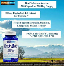 Load image into Gallery viewer, Black Maca 1600mg Equivalent 4:1 Extract – 200 Capsules – Black Maca Supplem
