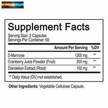 Cargar imagen en el visor de la galería, NutriFlair D-Mannose 1200mg, 120 Capsules - with Cranberry and Dandelion Extract
