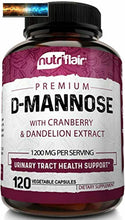 Load image into Gallery viewer, NutriFlair D-Mannose 1200mg, 120 Capsules - with Cranberry and Dandelion Extract
