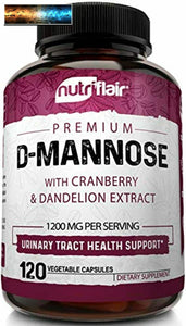 NutriFlair D-Mannose 1200mg, 120 Capsules - with Cranberry and Dandelion Extract