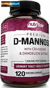 NutriFlair D-Mannose 1200mg, 120 Capsules - with Cranberry and Dandelion Extract