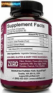 NutriFlair D-Mannose 1200mg, 120 Capsules - with Cranberry and Dandelion Extract