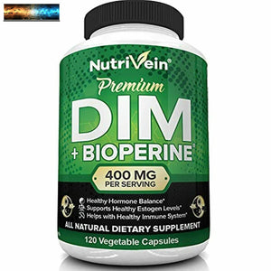Nutrivein DIM Supplement 400mg Diindolylmethane Plus Bioperine - Maintain Hormon