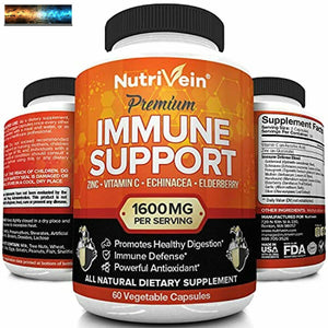 Nutrivein Immune Support - Boost Your Immune System with Elderberry, Zinc, Vitam