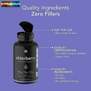 SR® Elderberry Immune Support with Zinc, Vitamin C + D3 (5000IU) | Highest Extr