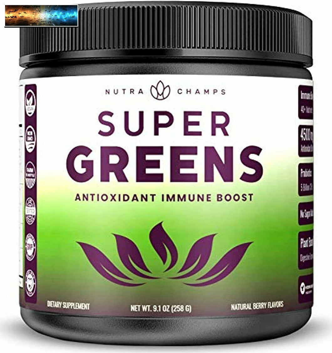 Super Greens Antioxidant Superfood Powder - Organic Green Veggie & Fruit Whole F