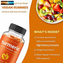 Load image into Gallery viewer, Turmeric Curcumin Gummies with Ginger and Black Pepper - Natural, Vegan, Gummy V
