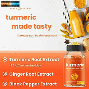 Turmeric Curcumin Gummies with Ginger and Black Pepper - Natural, Vegan, Gummy V