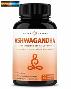 Organic Ashwagandha 2000mg with Lemon Balm & Black Pepper Extract - Ashwaganda R