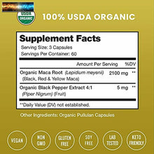 Load image into Gallery viewer, Organic Maca Root Powder 2100 MG [USDA Certified 180 Capsules] Energy &amp; Mood Sup
