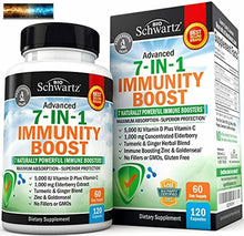 Carica l&#39;immagine nel visualizzatore di Gallery, Immune Support Supplement with Zinc Vitamin C Vitamin D 5000 IU Elderberry Ginge
