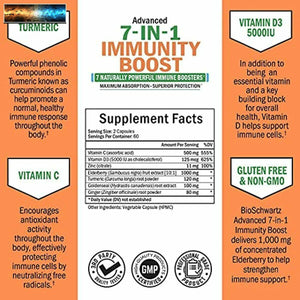 Immune Support Supplement with Zinc Vitamin C Vitamin D 5000 IU Elderberry Ginge