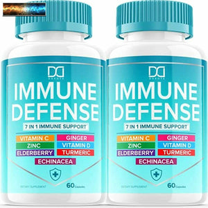 Immunity Vitamins Support System Booster 7 in 1 Supplement with Zinc 50mg, Vitam